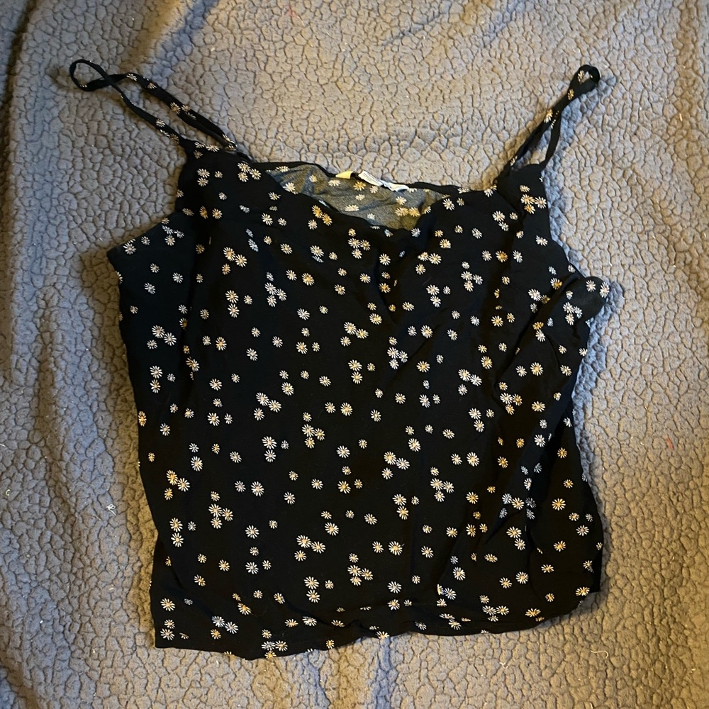 American Eagle Daisy Print Cowl Neck Tank